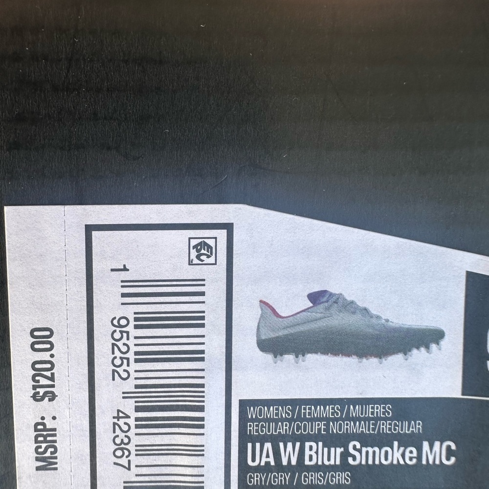 New Under Armour Blur Smoke MC Soccer Cleats Grey 3025123-100 Women's Size 9.5 - Picture 6 of 7